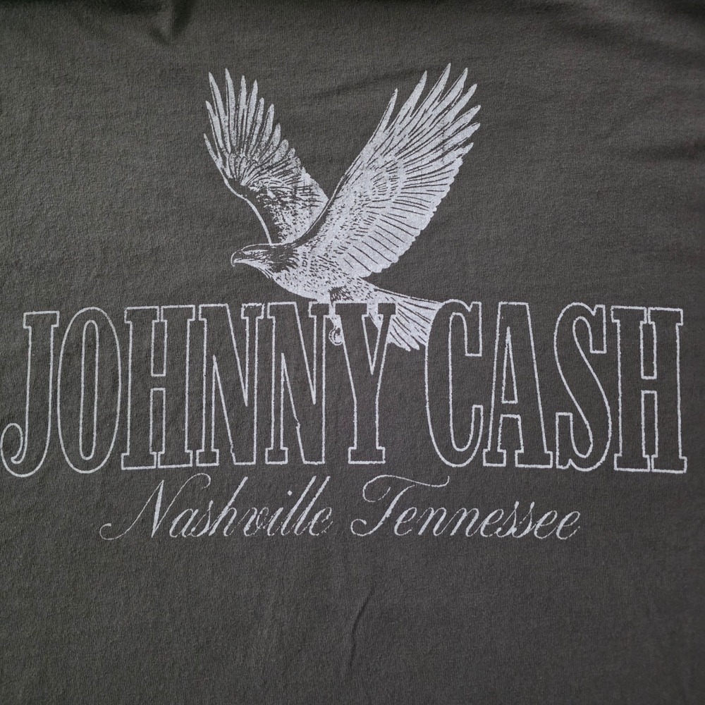 Johnny Cash Mens Nashville Tennessee Eagle Man In Black Graphic T-Shirt MD Black - Picture 4 of 8
